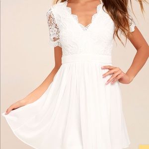 Angel in Disguise White Lace Skater Dress